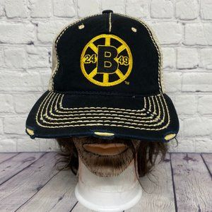Reebok Retro Sports Bruins Hat Cap Snapback Black Brown Distressed One Size